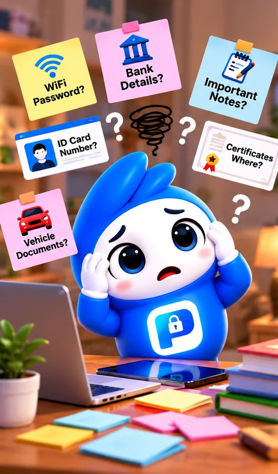 Poloshi confused by sticky notes for WiFi passwords, bank details and ID numbers