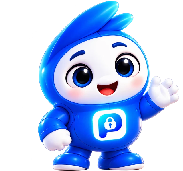 Poloshi, the Pocket Locker mascot, waving